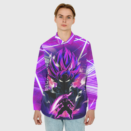 Мужская рубашка oversize 3D Гоку Блек Anime Dragon Ball Super Saiyan, цвет белый - фото 3