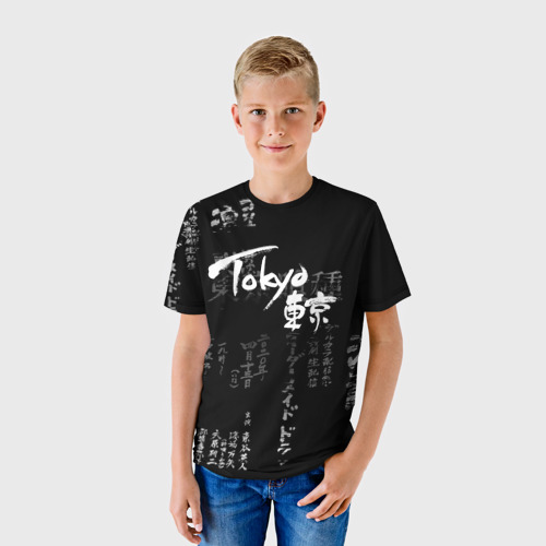 Детская футболка 3D с принтом Токио Надпись Иероглифы Япония |Tokyo, фото на моделе #1