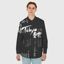 Мужская рубашка oversize 3D Токио Надпись Иероглифы Япония |Tokyo - фото 2