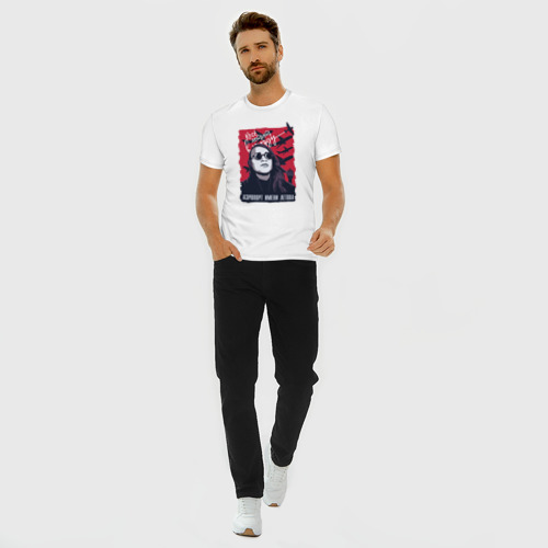 Мужская футболка хлопок Slim с принтом Аэропорт имени Летова, вид сбоку #3