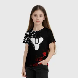 Детская футболка 3D Destiny 2 red & white pattern logo - фото 2