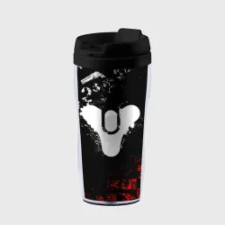 Термокружка-непроливайка Destiny 2 red & white pattern logo