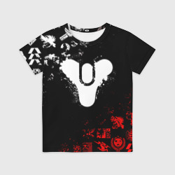 Детская футболка 3D Destiny 2 red & white pattern logo