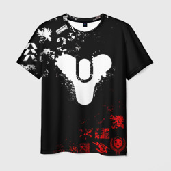 Мужская футболка 3D Destiny 2 red & white pattern logo