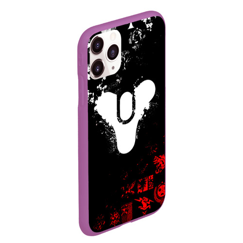 Чехол для iPhone 11 Pro Max матовый Destiny 2 red & white pattern logo, цвет фиолетовый - фото 3