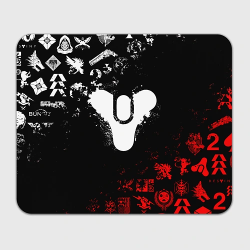 Прямоугольный коврик для мышки Destiny 2 red & white pattern logo
