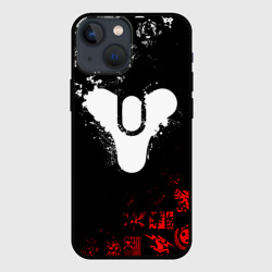 Чехол для iPhone 13 mini Destiny 2 red & white pattern logo