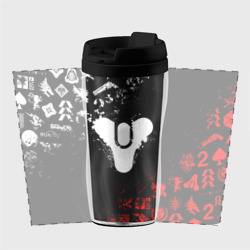 Термокружка-непроливайка Destiny 2 red & white pattern logo - фото 2