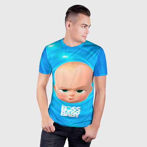 Мужская футболка 3D Slim с принтом Голова Босса молокососа, фото на моделе #1