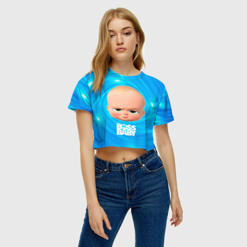 Женская футболка Crop-top 3D Голова Босса молокососа, цвет 3D печать - фото 3