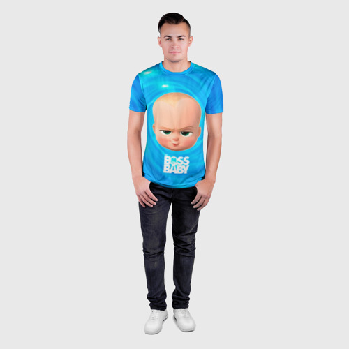 Мужская футболка 3D Slim с принтом Голова Босса молокососа, вид сбоку #3