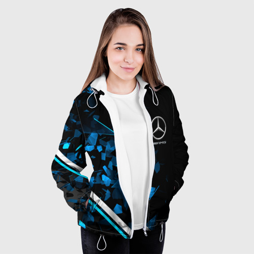 Женская куртка 3D Mercedes AMG Осколки стекла, цвет белый - фото 4