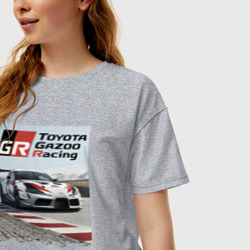 Женская футболка хлопок Oversize Toyota Gazoo Racing - легендарная спортивная команда - фото 2