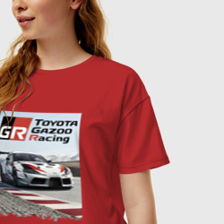 Женская футболка хлопок Oversize Toyota Gazoo Racing - легендарная спортивная команда - фото 2