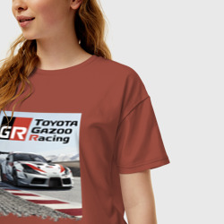 Женская футболка хлопок Oversize Toyota Gazoo Racing - легендарная спортивная команда - фото 2