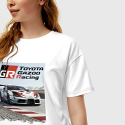 Женская футболка хлопок Oversize Toyota Gazoo Racing - легендарная спортивная команда - фото 2