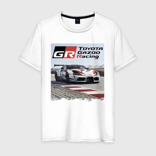 Мужская футболка из хлопка с принтом Toyota Gazoo Racing - легендарная спортивная команда, вид спереди №1