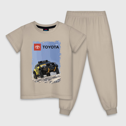 Детская пижама хлопок с принтом Toyota Racing Team, desert competition, вид спереди #2