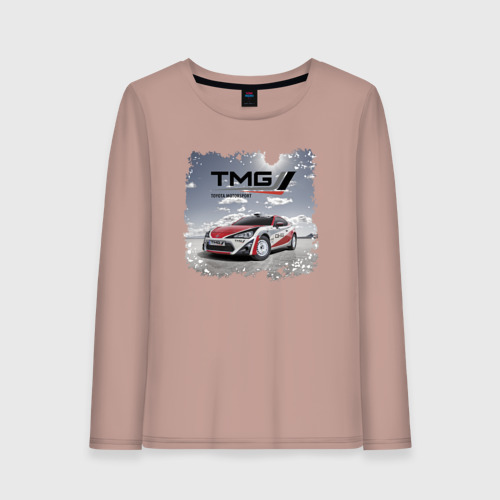 Женский лонгслив хлопок Toyota TMG racing team Germany, цвет пыльно-розовый