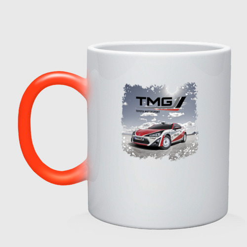 Кружка хамелеон Toyota TMG racing team Germany, цвет белый + красный