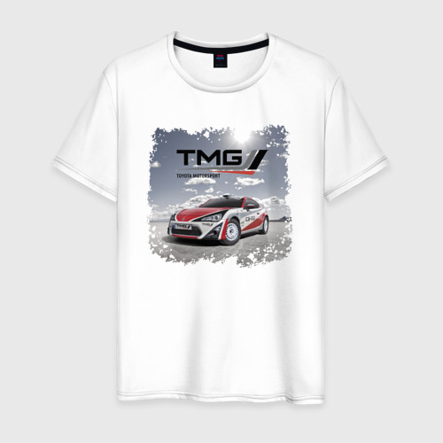 Мужская футболка из хлопка с принтом Toyota TMG racing team Germany, вид спереди №1
