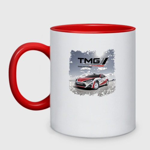 Кружка двухцветная Toyota TMG racing team Germany, цвет белый + красный