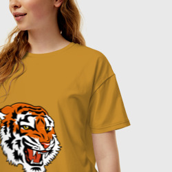 Женская футболка хлопок Oversize Smiling Tiger - фото 2