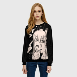 Женский свитшот 3D Пауэр, Человек-бензопила факушку показывает - фото 2