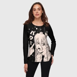 Женский лонгслив 3D Пауэр, Человек-бензопила факушку показывает - фото 2