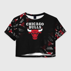 Женская футболка Crop-top 3D Чикаго буллс быки Chicago bulls