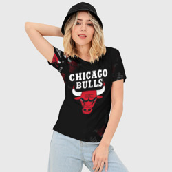 Женская футболка 3D Slim Чикаго буллс быки Chicago bulls - фото 2