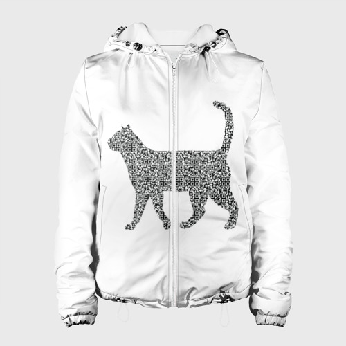 Женская куртка 3D QR - кот, цвет белый