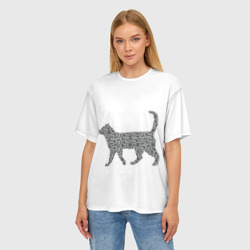 Женская футболка oversize 3D QR - кот - фото 2