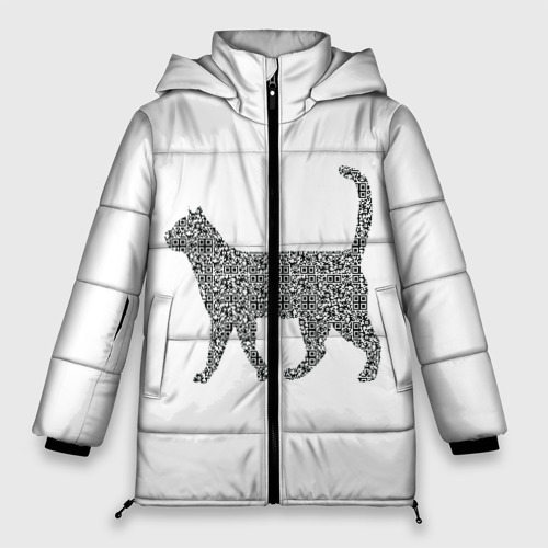 Женская зимняя куртка Oversize QR - кот, цвет черный