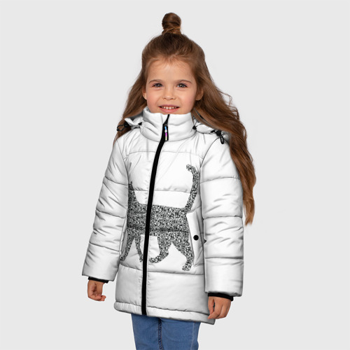 Зимняя куртка для девочек 3D QR - кот, цвет черный - фото 3