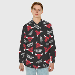 Мужская рубашка oversize 3D Chicago bulls быки узор - фото 2