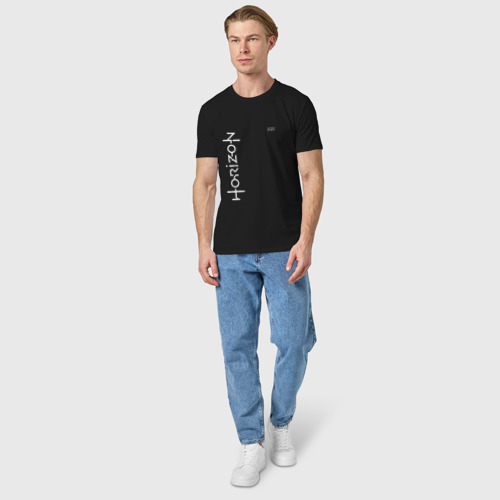 Мужская футболка хлопок Horizon Zero Dawn white logo, цвет черный - фото 5