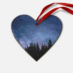 Деревянная игрушка Сердце Ночной лес и звезды
