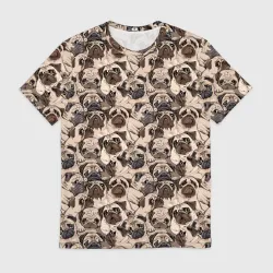 Мужская футболка 3D Мопсы Pugs