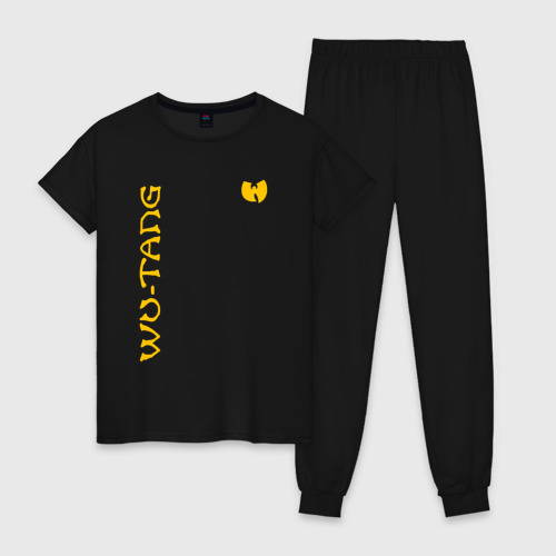 Женская пижама хлопок Wu tang clan logo yellow, цвет черный