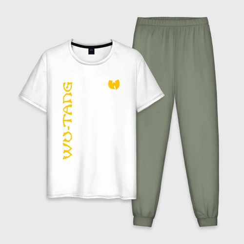 Мужская пижама с белой футболкой хлопок Wu tang clan logo yellow