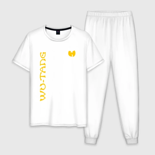 Мужская пижама с белой футболкой хлопок Wu tang clan logo yellow