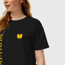 Женская футболка хлопок Oversize Wu tang clan logo yellow - фото 2