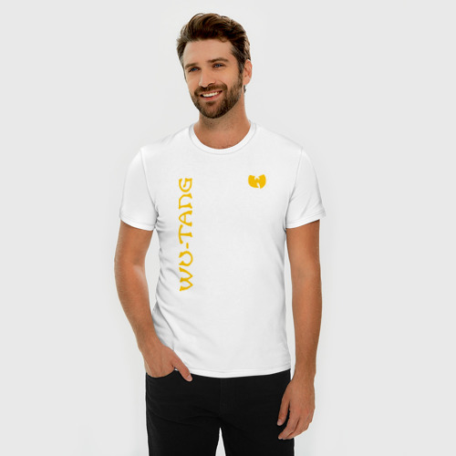 Мужская футболка хлопок Slim Wu tang clan logo yellow, цвет белый - фото 3