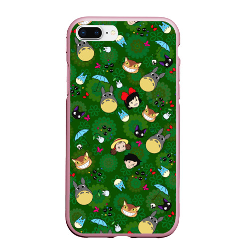 Чехол для iPhone 7Plus/8 Plus матовый Totoro&Kiki allstars, цвет розовый