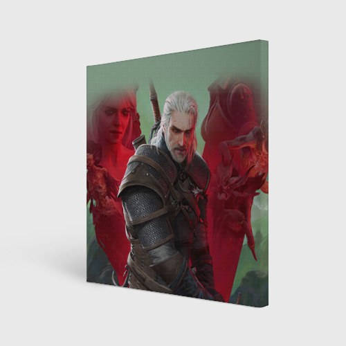 Холст квадратный Ведьмак the Witcher Геральт с мечом, цвет 3D печать