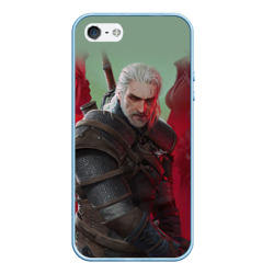 Чехол для iPhone 5/5S матовый Ведьмак the Witcher Геральт с мечом