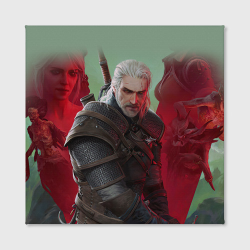 Холст квадратный Ведьмак the Witcher Геральт с мечом, цвет 3D печать - фото 2