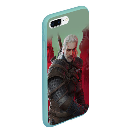 Чехол для iPhone 7Plus/8 Plus матовый Ведьмак the Witcher Геральт с мечом, цвет мятный - фото 3