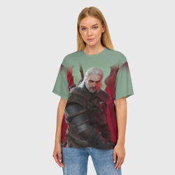 Женская футболка oversize 3D Ведьмак the Witcher Геральт с мечом - фото 2